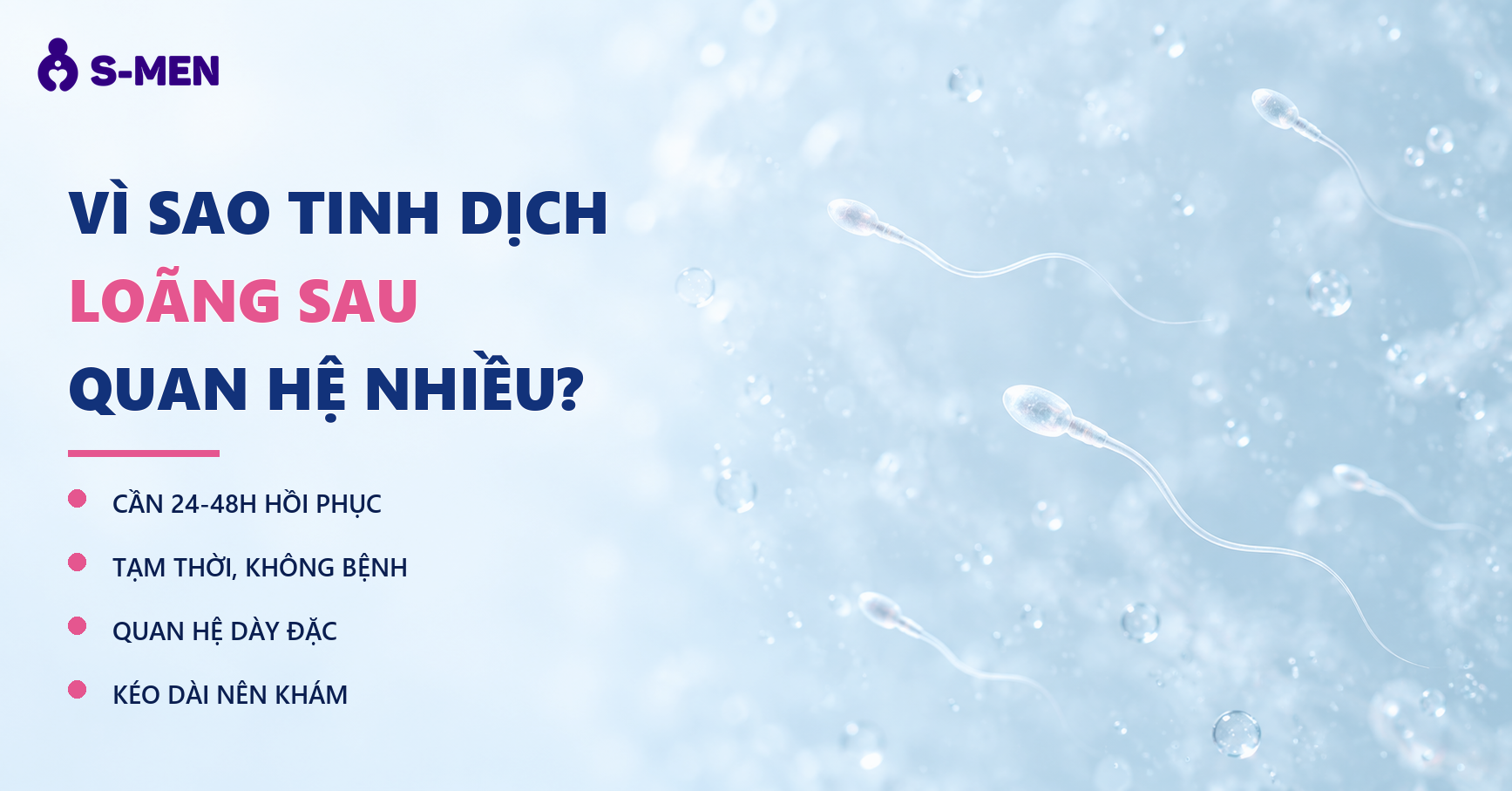 Người đàn ông mệt mỏi ngồi bên bàn làm việc, đồ hoạ tinh trùng mờ phía sau