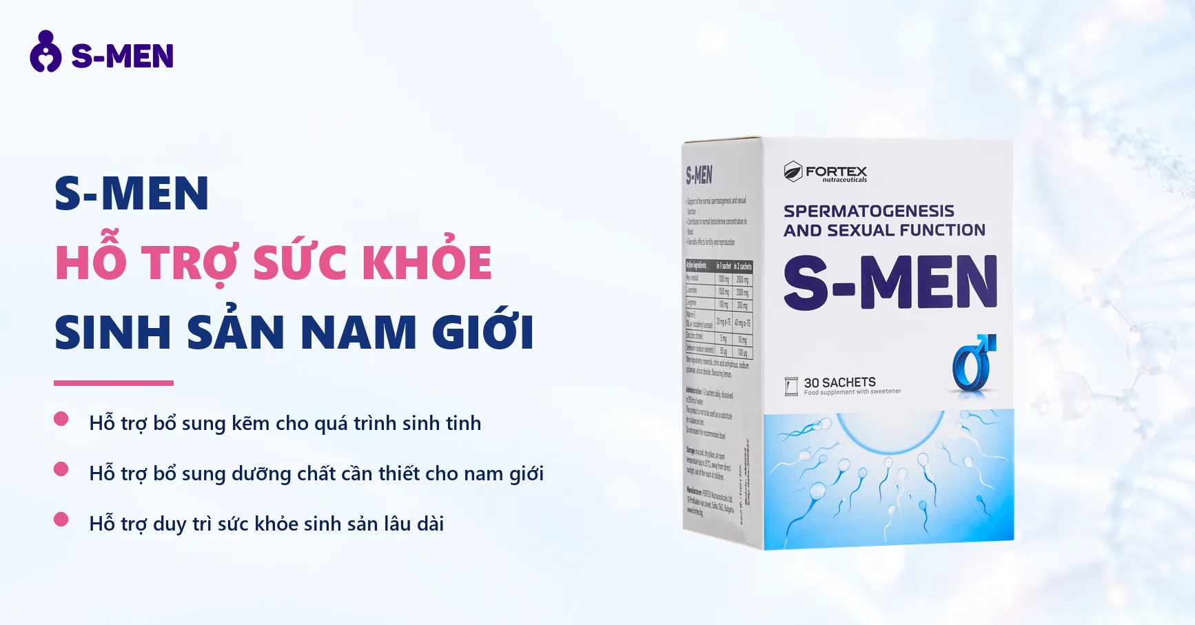 Nền sáng, chuỗi DNA và phân tử kẽm mờ nhạt bên phải