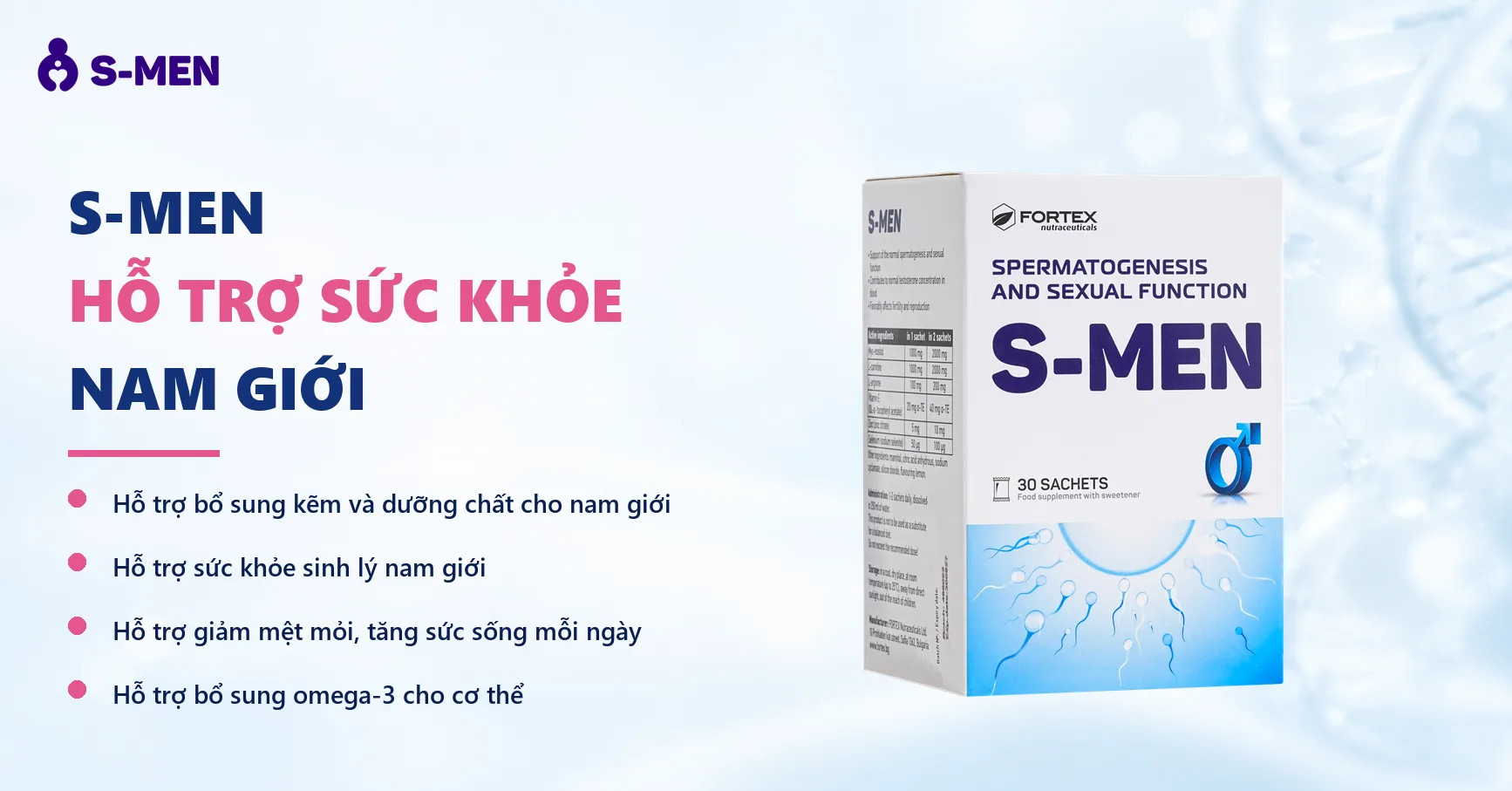 Nền sáng, chuỗi DNA và vòng phân tử mờ phía bên phải
