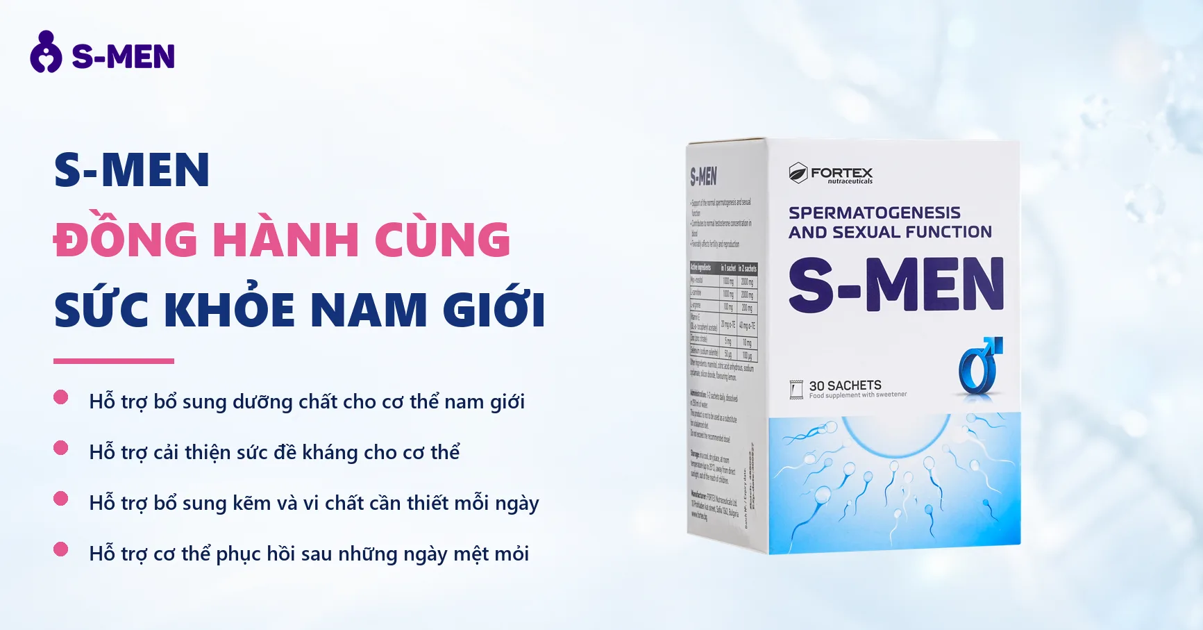 Nền sáng, chuỗi DNA và vòng phân tử mờ phía bên phải