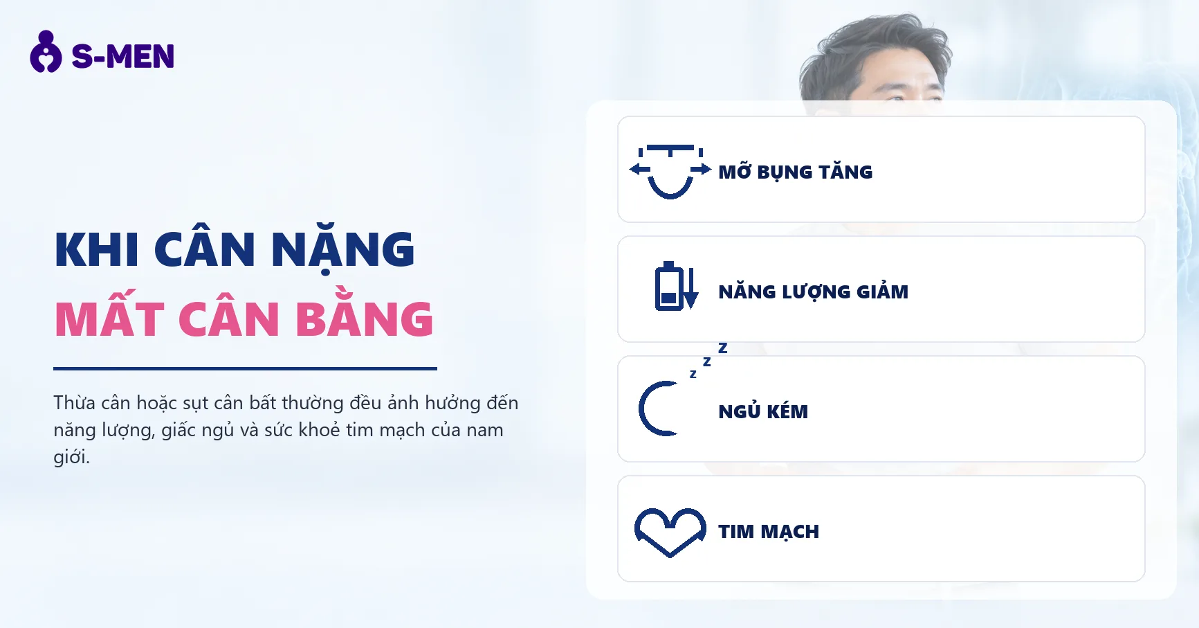 Người đàn ông đo vòng bụng, đồ hoạ mỡ nội tạng mờ phía sau