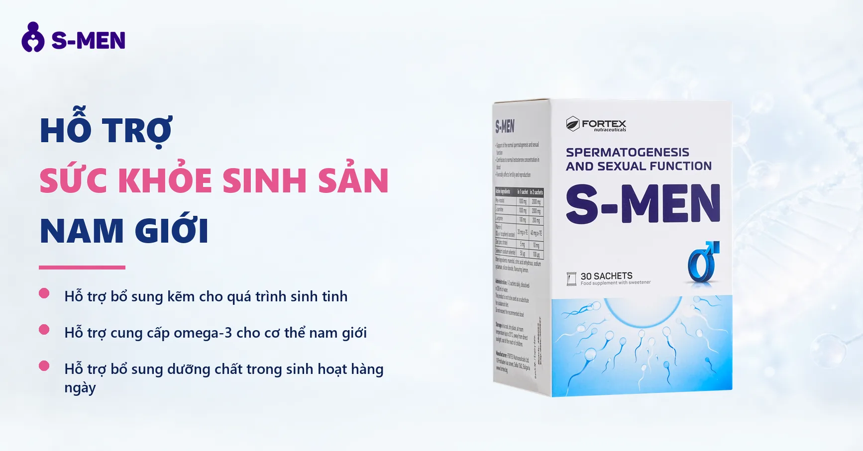 nền sáng, vòng phân tử và chuỗi DNA mờ bên phải