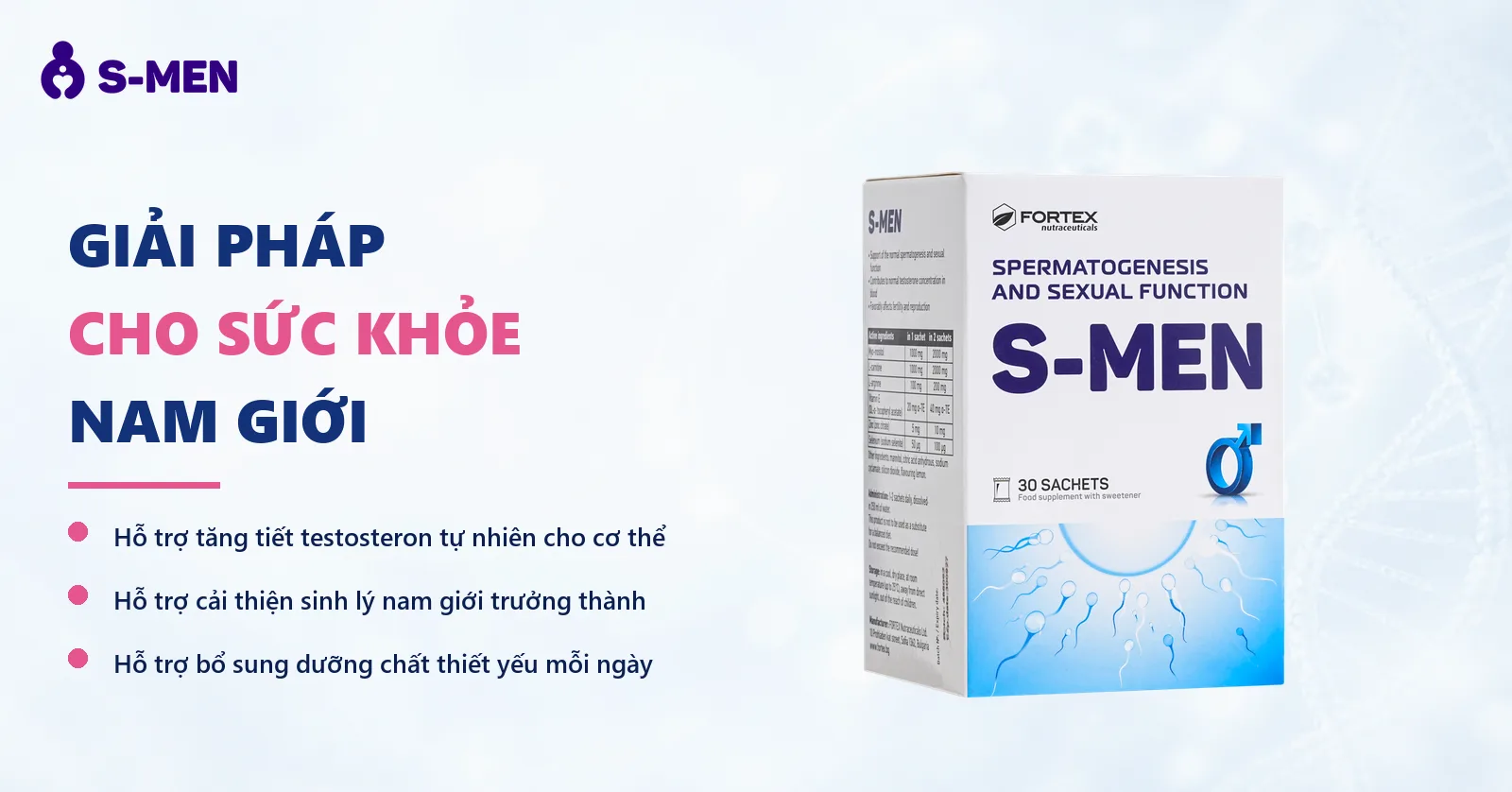 Nền sáng, vòng phân tử và chuỗi DNA mờ bên phải